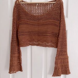 ✨Free People✨ bell-sleeve, open knit sweater